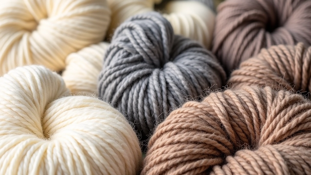Variety of British wool yarn skeins in natural earth tones