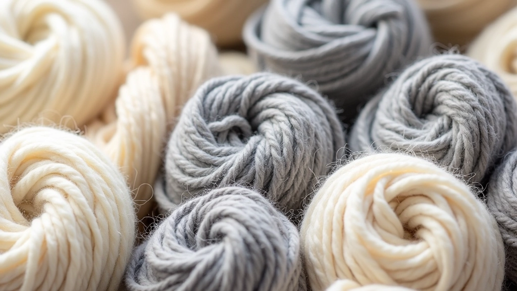 Hanks of natural British wool in cream and grey tones